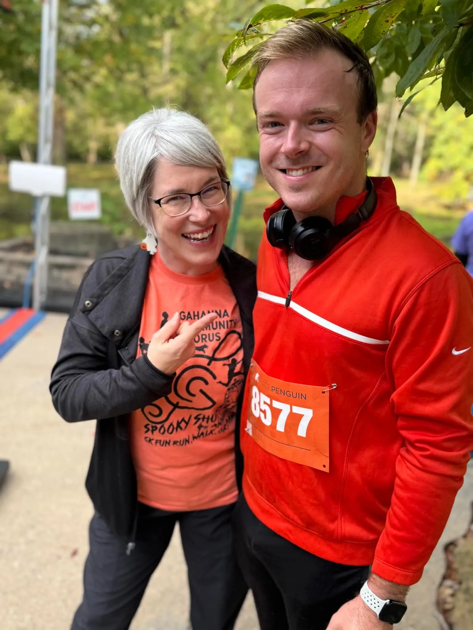 the director Kate Cremean posing with chorus accompanist Nate Terry